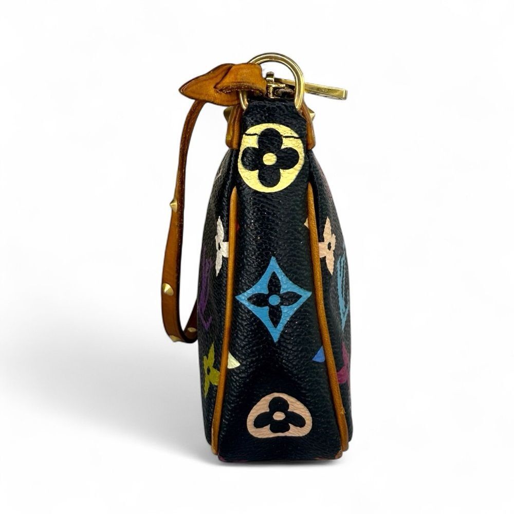 LOUIS VUITTON TAKASHI MURAKAMI Black Multicolor LV Monogram Pochette Accessoire - Picture 9 of 13